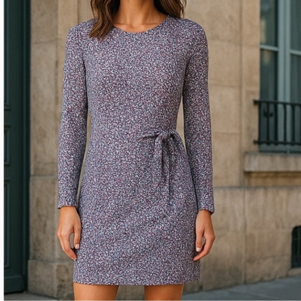 Tory Burch Blue & Red Floral Long Sleeve Sheath Dress S/P